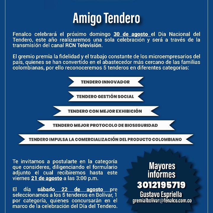 Fenalco de la mano con los tenderos,este 30 de agosto les  celebra su día.