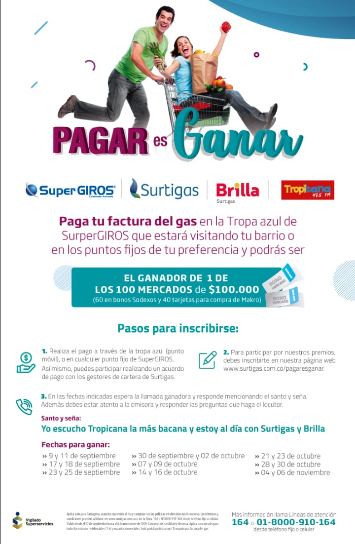 Surtigas continúa promoviendo incentivos entre sus usuarios que paguen oportunamente.