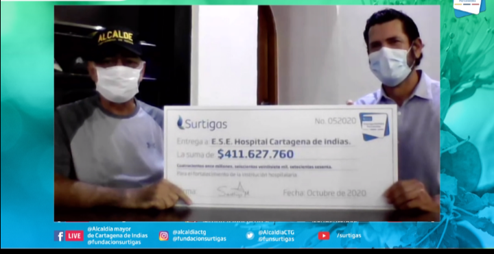 Para la compra de insumos médicos, Surtigas entregó donación que supera los 411 millones, a la ESE Hospital Local.