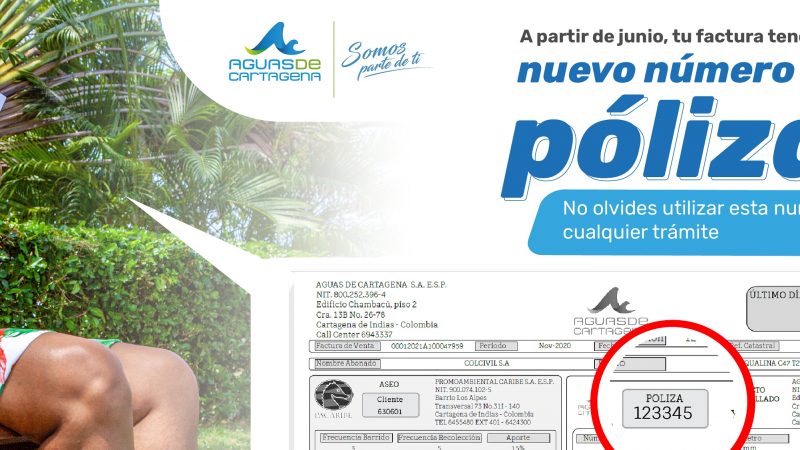 A partir de junio el número de póliza que identifica a los usuarios de Acuacar en sus facturas, cambiará.