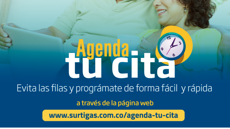 Ahora desde la página web: www.surtigas.co. los usuarios de Surtigas pueden agendar su cita de manera presencial