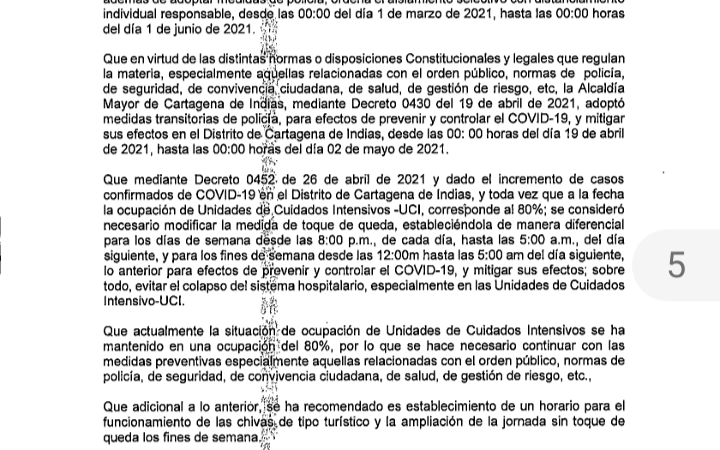 Alcalde de Cartagena prorroga medidas para contener tercer pico de la COVID-19 en la Heróica.