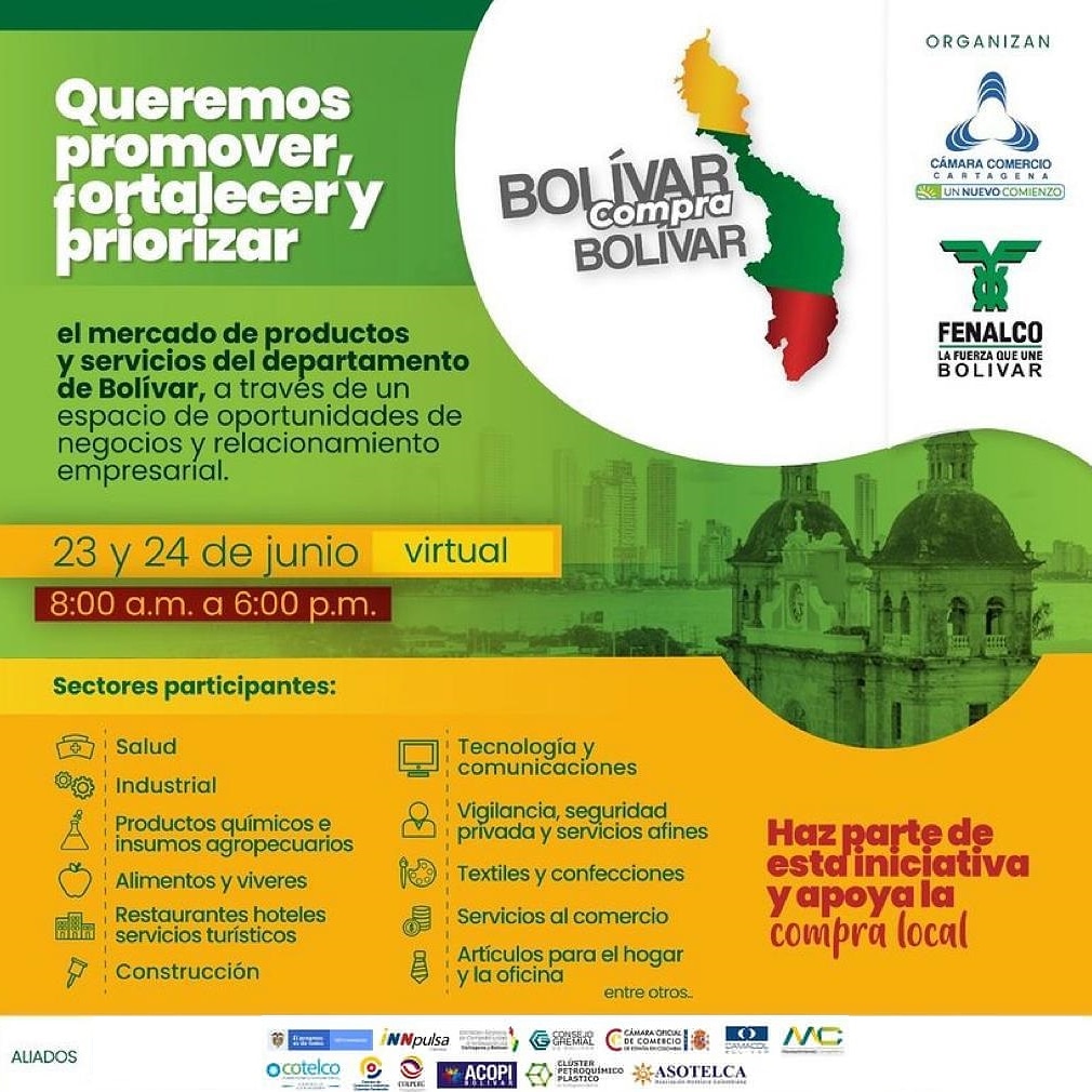 Bolívar compra Bolívar 2021″ rueda de negocios promovida por la CCC y Fenalco Bolivar para fortalecer el mercado productor del departamento.