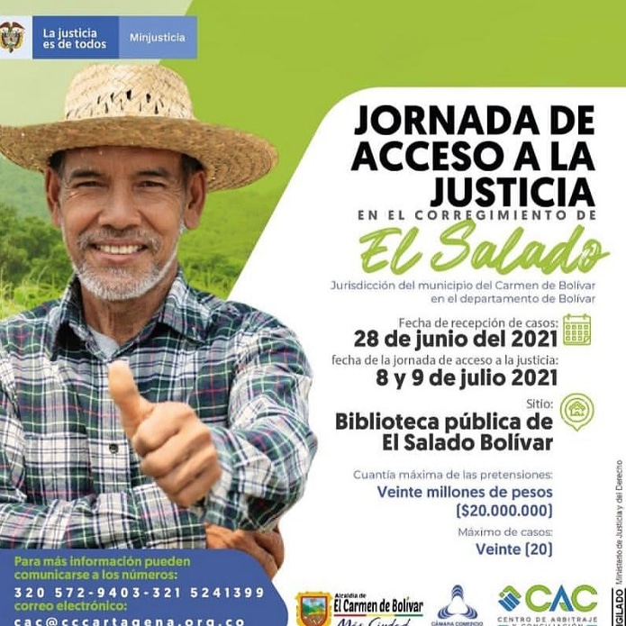 «El salado» escenario de jornada gratuita de conciliación con la supervisión de la CCC y el Ministerio de Justicia.
