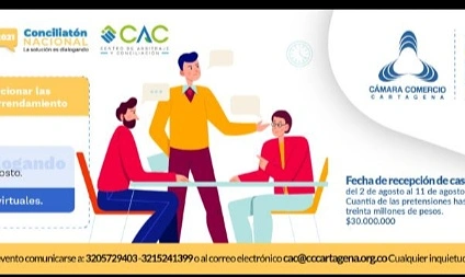 Mes de agosto disponible para conciliar a través de la gran jornada de «conciliatón nacional» propuesta por la Cámara de Comercio de Cartagena.