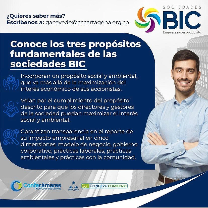 Modelo de sociedades BIC la nueva estratégia empresarial de la Cámara de Comercio de Cartagena, para el sector empresarial.