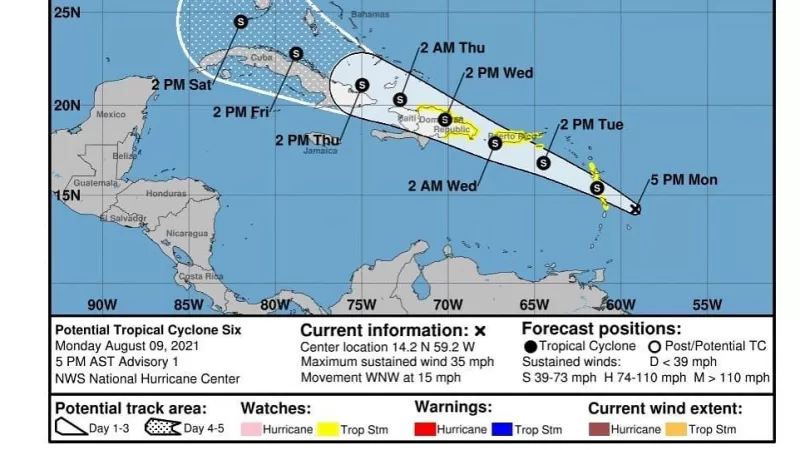 Potencial ciclónico #6 que se pasea por el atlantico se convertiría en 12 horas en tormenta tropical,los vientos podrían influir indirectamente sobre el Caribe Colombiana,advierte DIMAR.