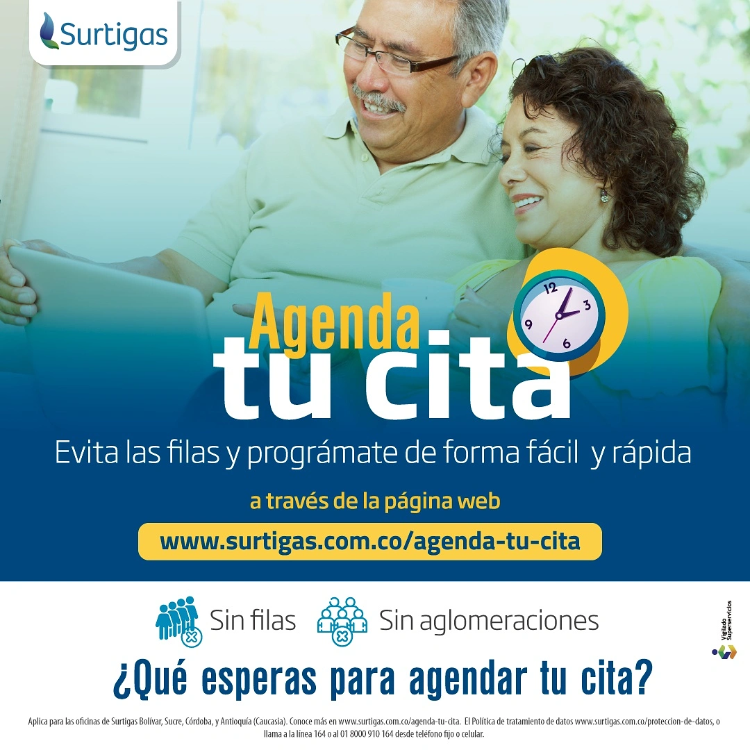 Surtigas implementa un aplicativo para que el usuario agende sus citas presenciales desde la página web: www.surtigas.co