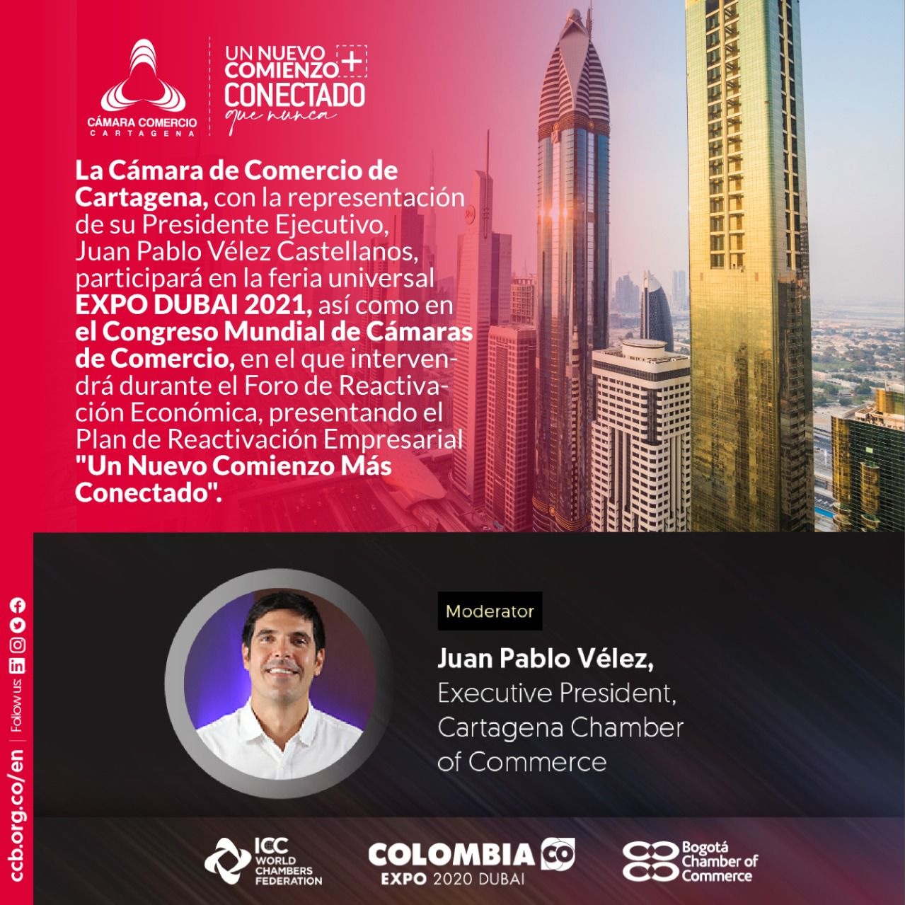 Cámara de Comercio de Cartagena está presente en Expo Dubái 2021 en desarrollo del congreso mundial de Cámaras de Comercio