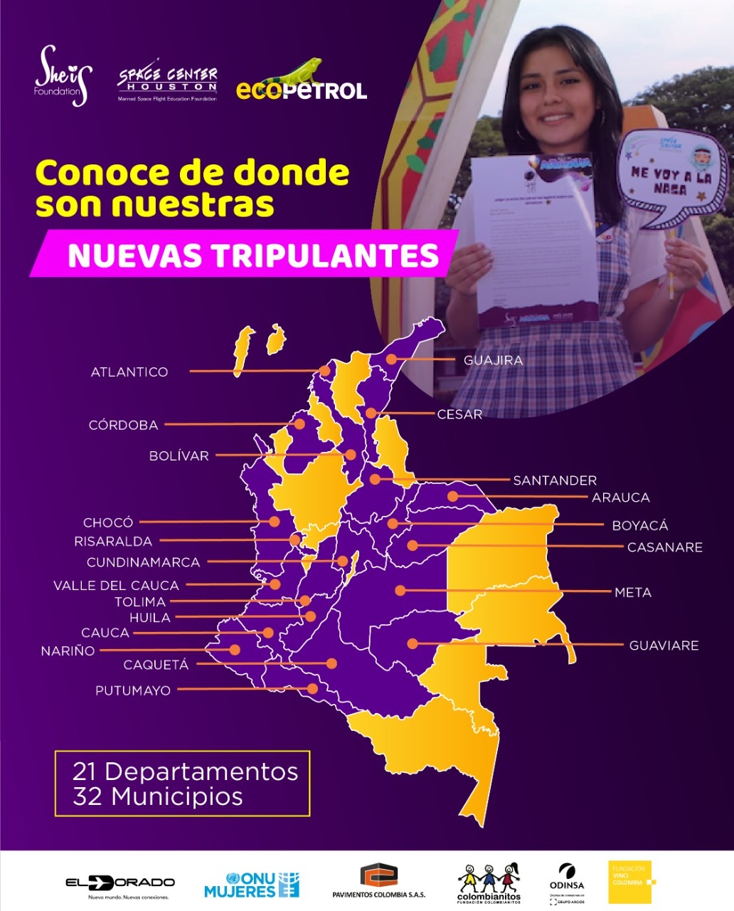 El programa «ella es astronauta» seleccionó 35 niñas que viajarán a la NASA, 15 de ellas son patrocinadas por Ecopetrol, una Cartagenera está en el grupo.