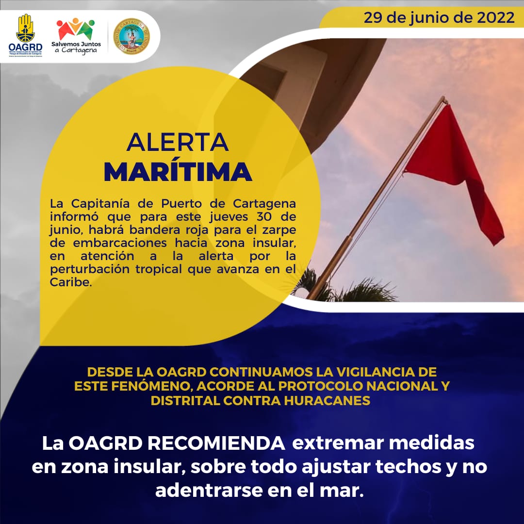 Capitanía de Puerto de Cartagena restringe la navegación hacia la zona insular para este jueves 30 de junio.
