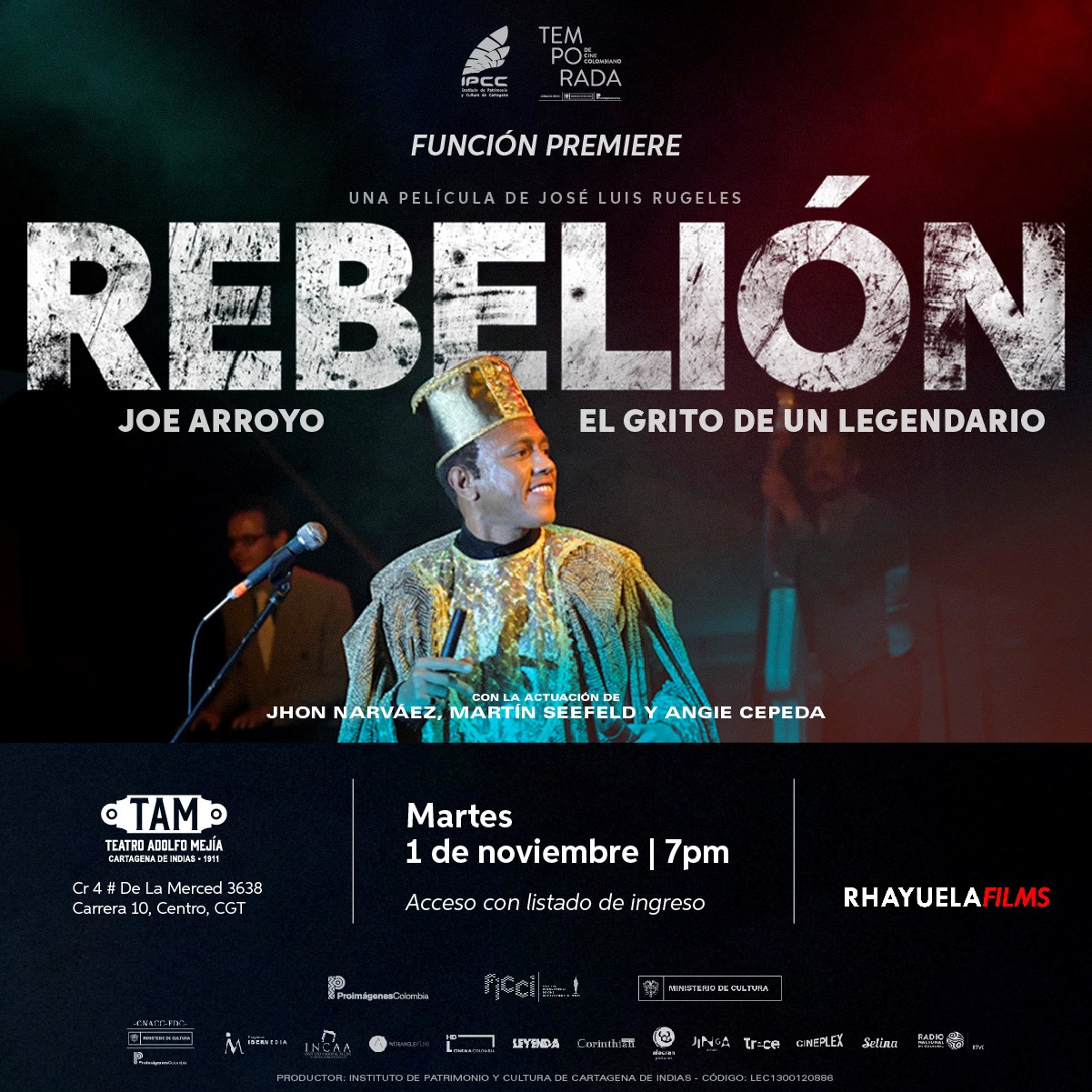 Película “Rebelión” en homenaje al Joe Arroyo, se estrena en Cartagena.