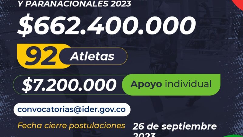 IDER entregará nuevos apoyos por más de 600 millones de pesos a 92 deportistas.