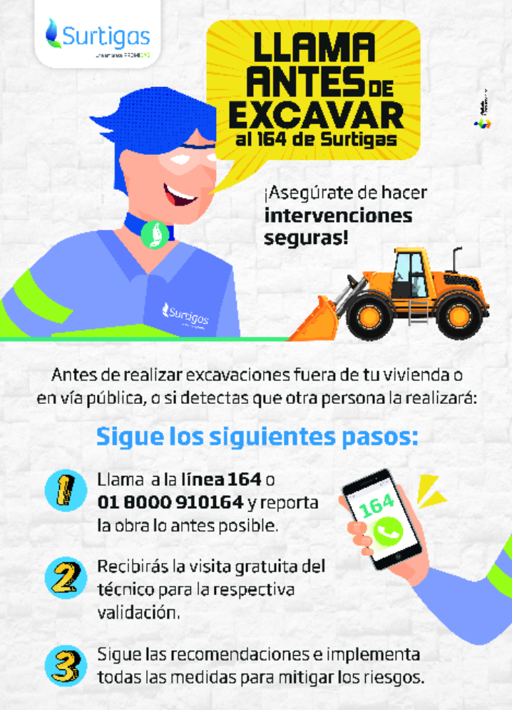 «Llame antes de excavar» es la nueva campaña de Surtigas.