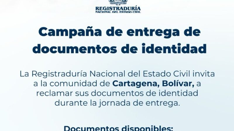 Registraduría en Cartagena buca a más  de 18 mil personas.