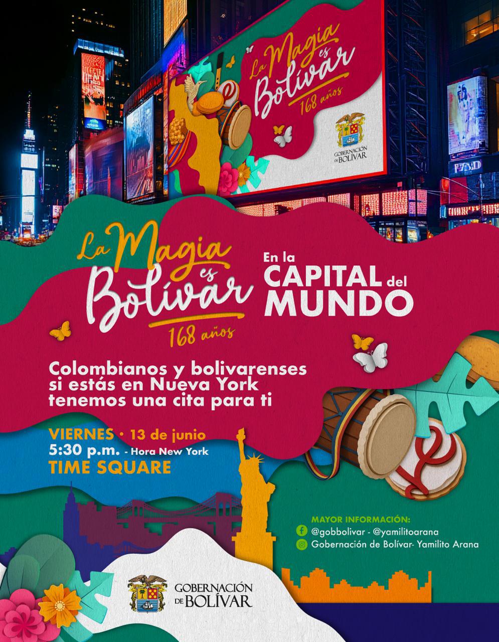 Hoy en Times Square, Nueva York, brillan los colores del departamento de Bolívar.
