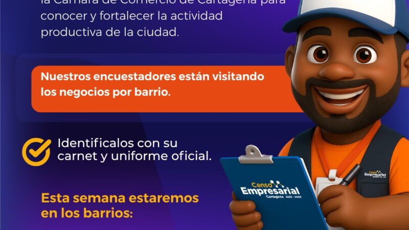 A turbaco -Bolivar llega el censo empresarial de la Cámara de Comercio de Cartagena.