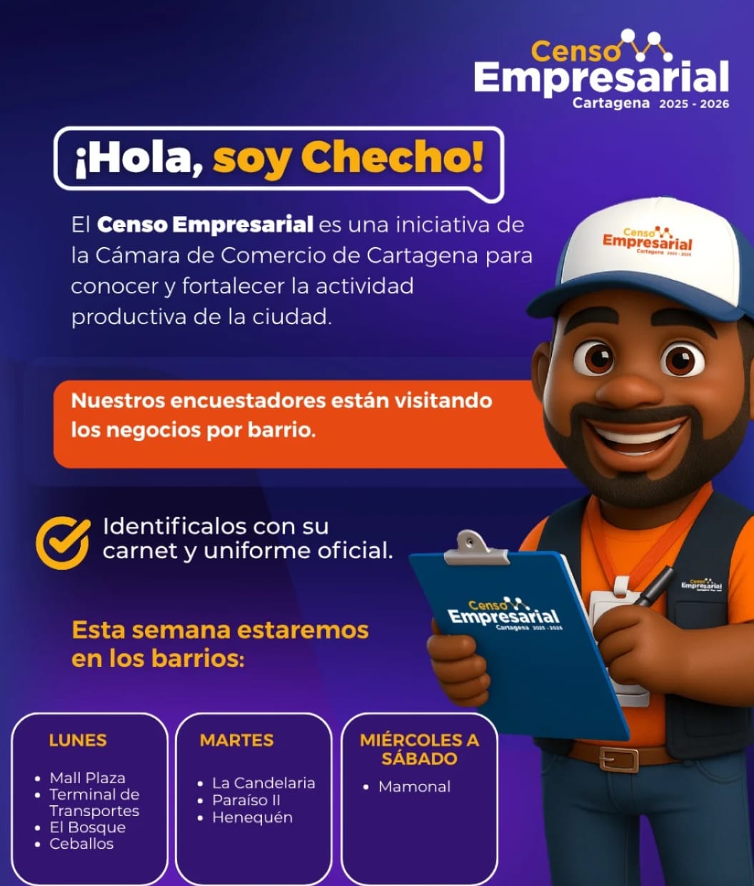 Censo Empresarial entra en su fase final en Cartagena y Turbaco más de 47.800 negocios ya hacen parte de esta gran radiografía empresarial.