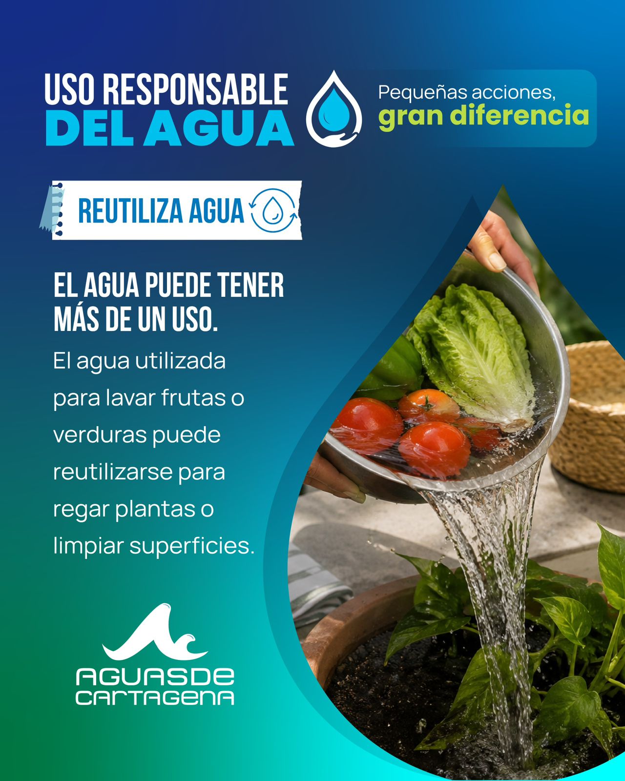 Aguas de Cartagena hace llamado a la comunidad para que haga uso responsable del agua.